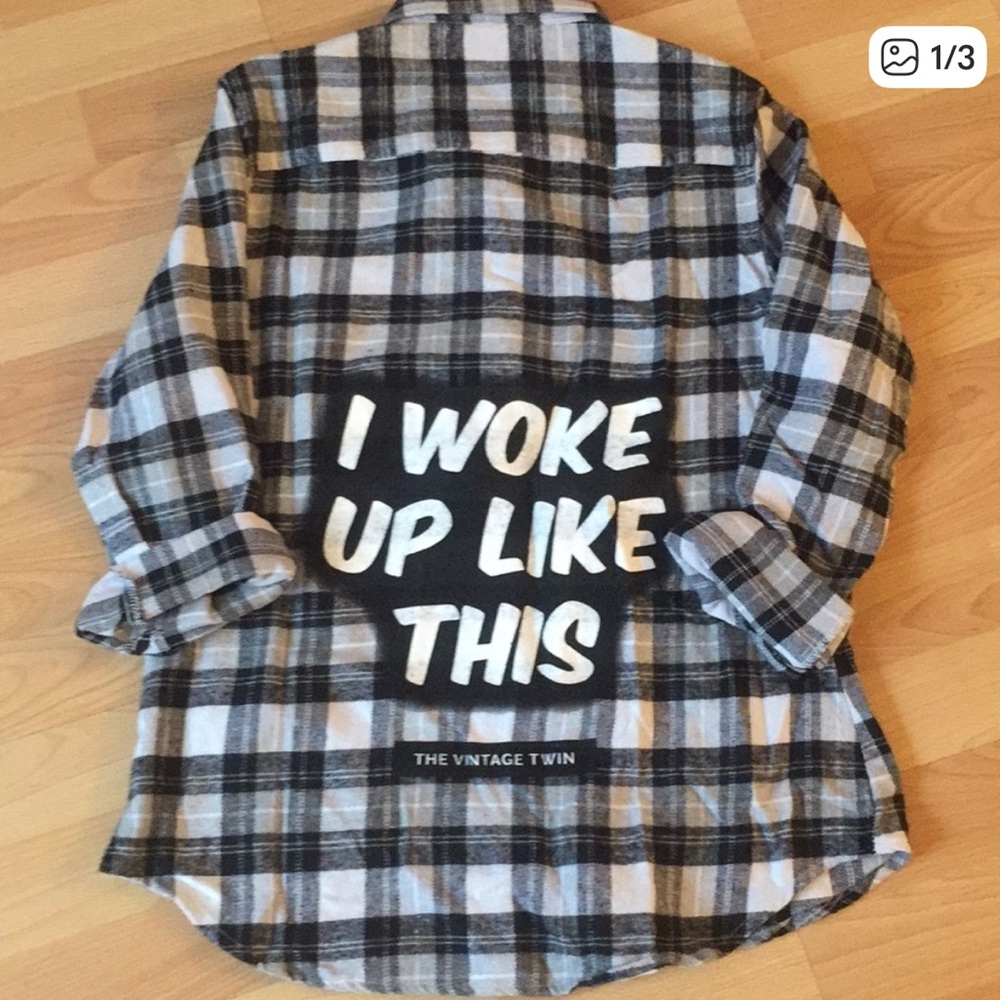 Plaid Shirt with Bold Text